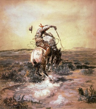 A Slick Rider cowboy Charles Marion Russell Indiana Oil Paintings